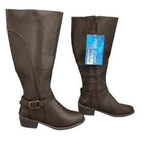 NEW Easy Street Women’s Luella Wide Calf Knee High Boots Brown Size 9M